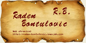 Raden Bontulović vizit kartica
